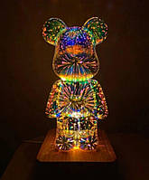 3D RGB нічник ведмедик, світильник BearBrick хамелеон 564-s3