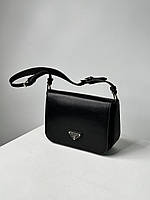 Prada Brushed Leather Shoulder Bag Black хорошее качество женские сумочки и клатчи хорошее качество