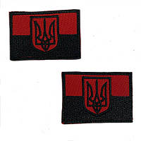 Шеврон на липучках Флаг с гербом красный с черным ВСУ (ЗСУ) 20222218 10027 6,5х4,5 см Отличное качество