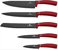 Набор ножей 6 предметов Metallic Line Burgundy Edition Berlinger Haus BH-2519 Отличное качество