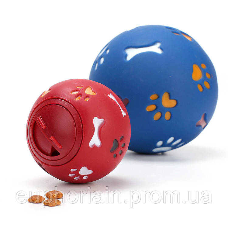 Игрушка-кормушка для животных Мячик 11091 7.5 см красная Отличное качество - фото 5 - id-p2078602332