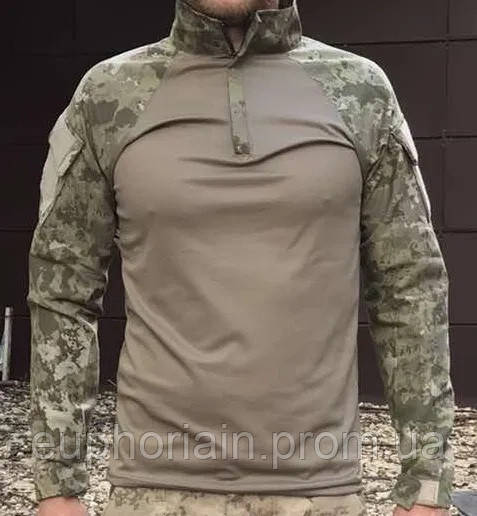 Рубашка мужская военная тактическая с липучками под шевроны ВСУ (ЗСУ) Убакс Турция 6582 S хаки Отличное - фото 1 - id-p2078608768