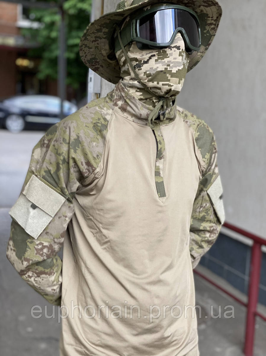 Рубашка мужская военная тактическая с липучками под шевроны ВСУ (ЗСУ) Убакс Турция 6582 S хаки Отличное - фото 6 - id-p2078608768