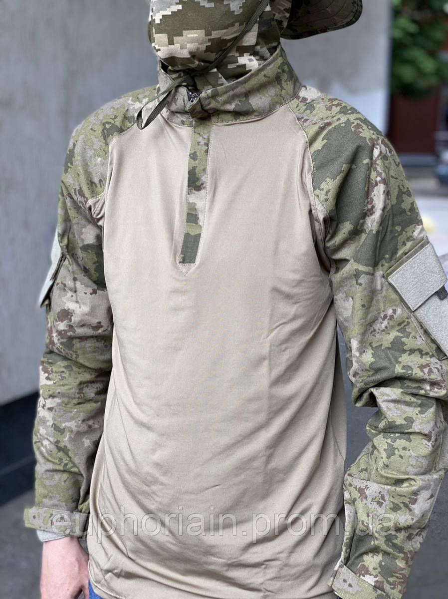 Рубашка мужская военная тактическая с липучками под шевроны ВСУ (ЗСУ) Убакс Турция 6582 S хаки Отличное - фото 7 - id-p2078608768