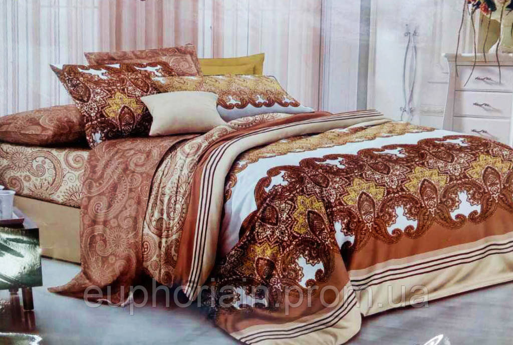 Комплект постельного белья от украинского производителя Polycotton Двуспальный 90926 Отличное качество - фото 3 - id-p2078604112