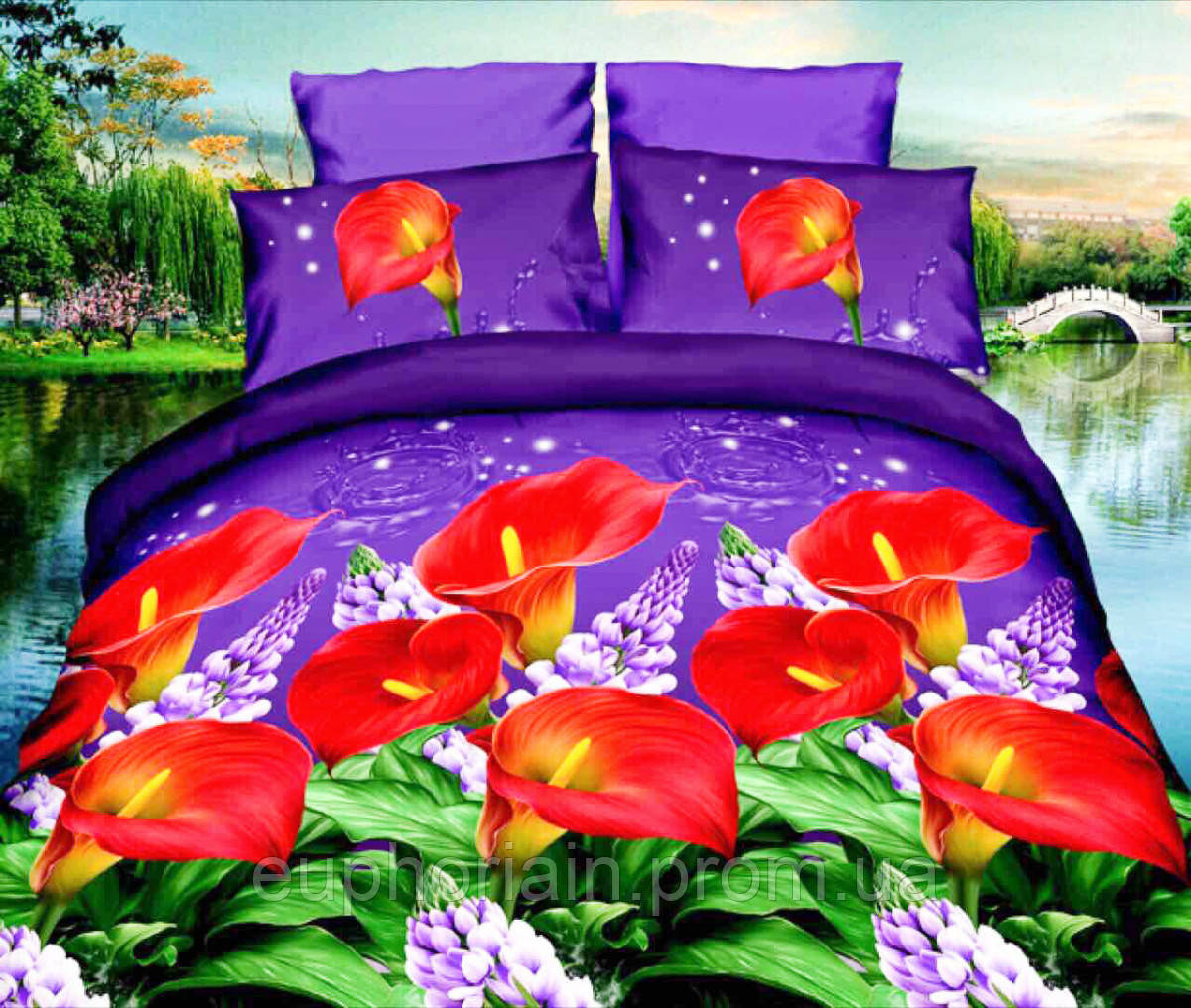 Комплект постельного белья от украинского производителя Polycotton Двуспальный 90926 Отличное качество - фото 4 - id-p2078604112