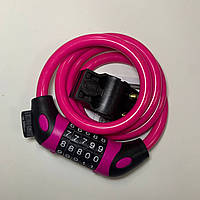 Велосипедный кодовый замок с креплениям на 5 цифр 11425 120 см розовый Отличное качество