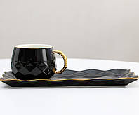 Чашка с блюдцем 12052 250 мл черная Отличное качество