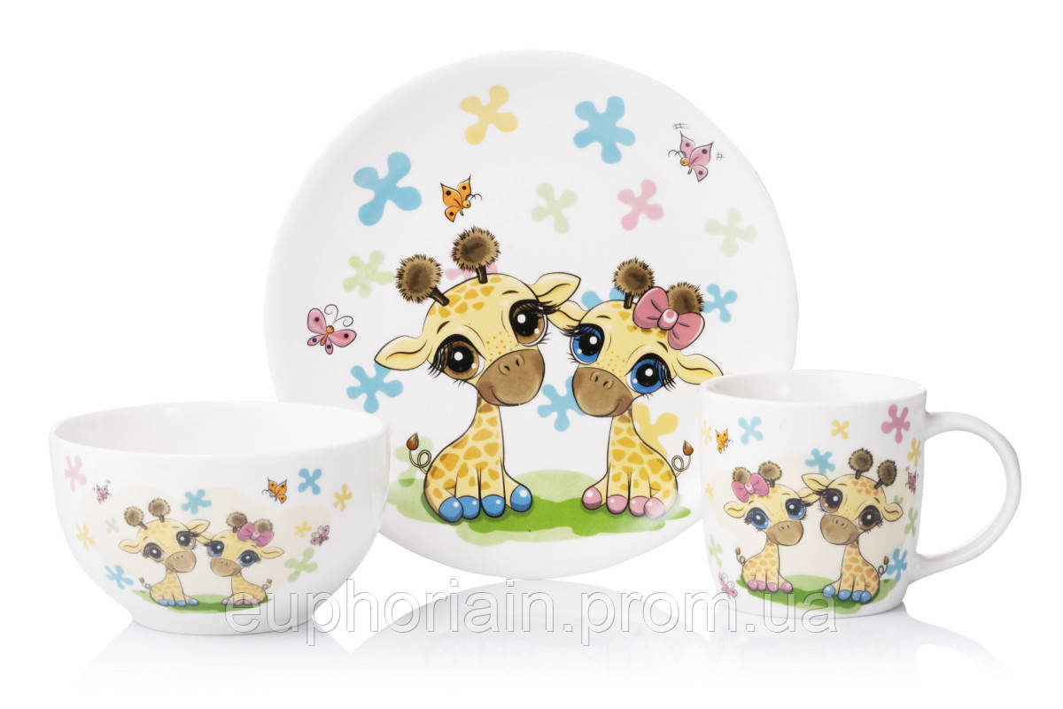 Набор детской посуды Ardesto Baby giraffes AR-3452-GS 3 предмета Отличное качество - фото 2 - id-p2078651344
