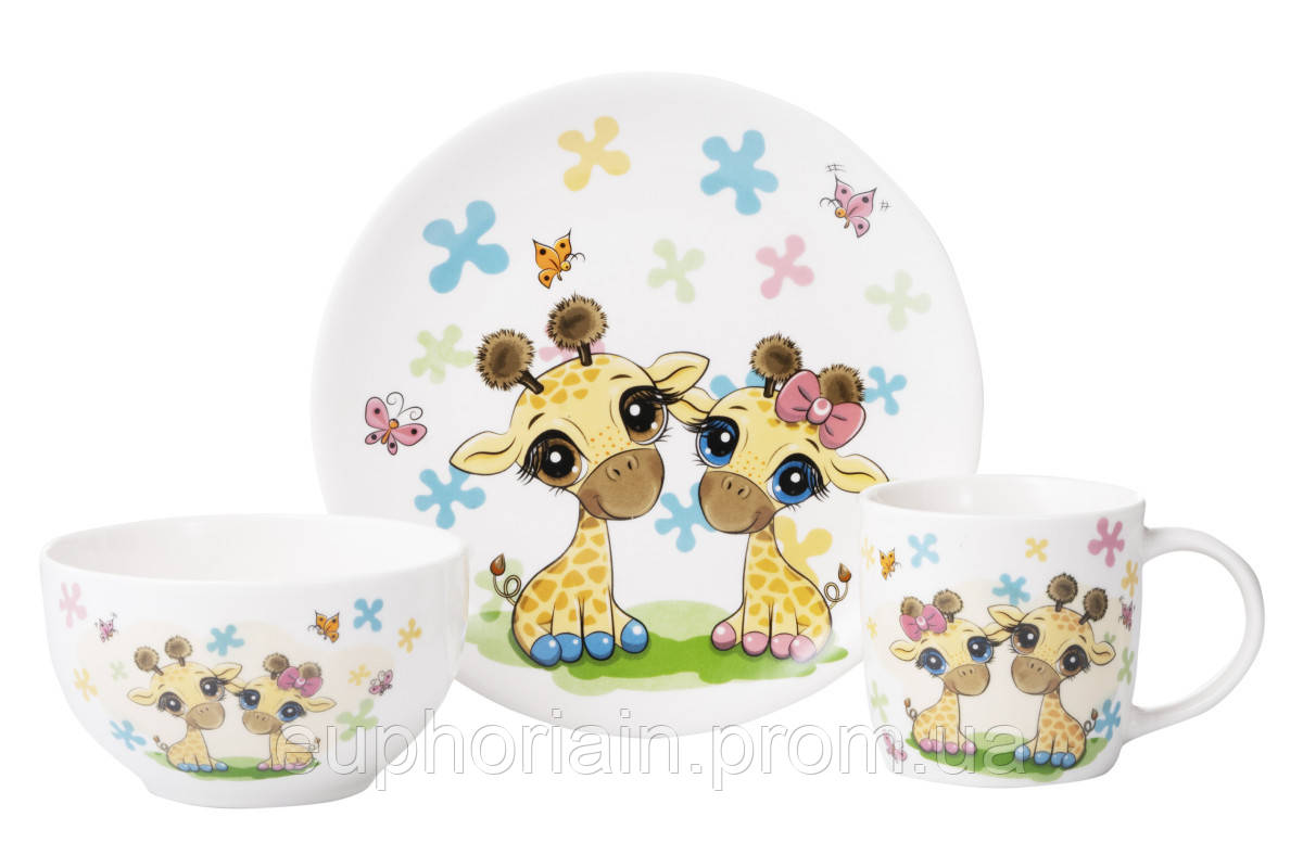 Набор детской посуды Ardesto Baby giraffes AR-3452-GS 3 предмета Отличное качество - фото 3 - id-p2078651344