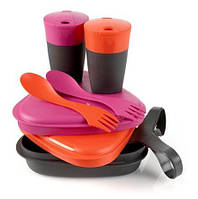 Яркий набор посуды для пикника из полипропилена Light My Fire Pack-n Eat Kit fuchsia/orange для двоих