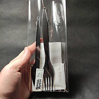 Набор LUX (Вилка + нож + салфетка + влажная салфетка + зубочистка + перец) в индивидуальной упаковке