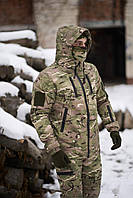 Теплый мужской тактический комплект мультикам, мужской комплект для ЗСУ мультикам на флисе куртка и штаны