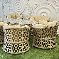 Пластиковий комплект меблів для саду PALERMO 6 штучний ротанг, стіл+6 стільців, бежевий SNMZ, фото 9