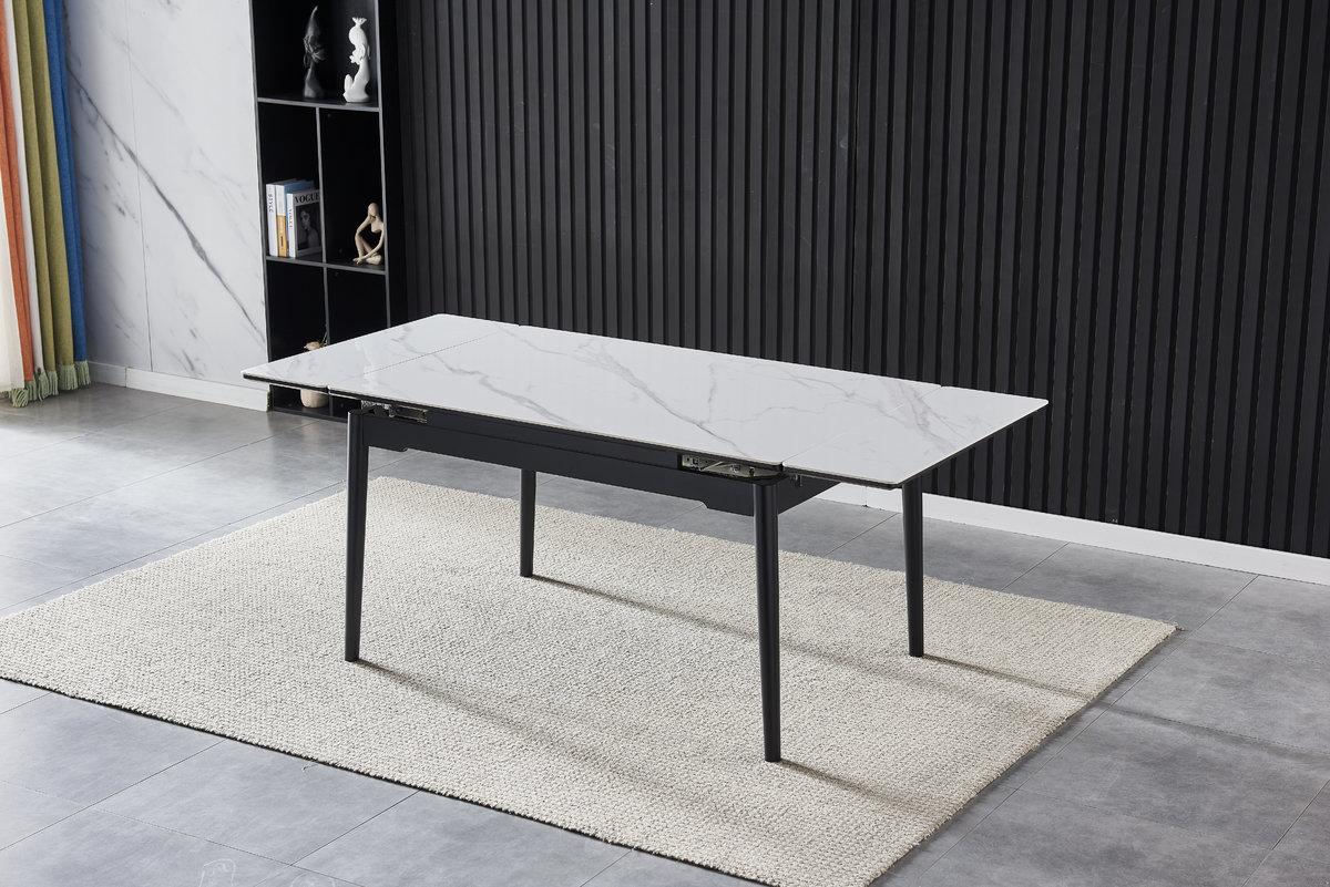 Стіл обідній Bonn II каркас дерево, стільниця кераміка Білий глянець 140/200х90 см (IntarsioTM)