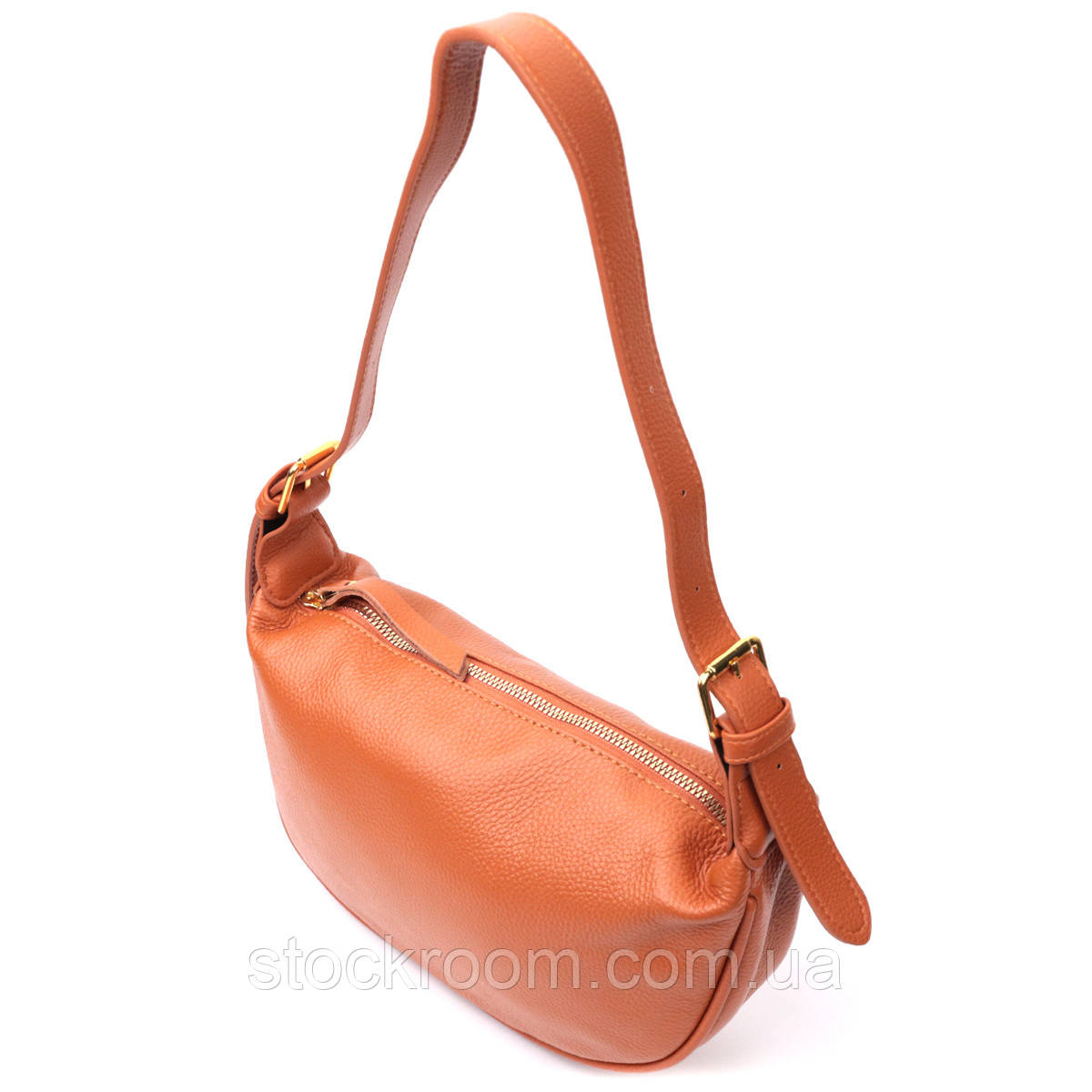 Напівкругла жіноча сумка з однією плечовою лямкою з натуральної шкіри Vintage 22370 Коричнева