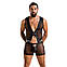Комплект чоловічої білизни на шнурівці Passion 053 SET WILLIAM XXL/XXXL Black, жилет, боксери, фото 4