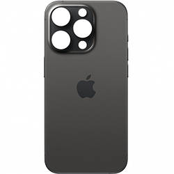 Задня кришка (скло) iPhone 15 Pro black titanium (big hole) (оригінал завод)