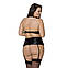 Комплект із екошкіри Passion NANCY SET 6XL/7XL black, імітація шнурівки, топ, пояс для панчіх, фото 3