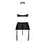 Комплект із екошкіри Passion NANCY SET 6XL/7XL black, імітація шнурівки, топ, пояс для панчіх, фото 5