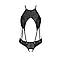 Боді з відкритим доступом Passion TASMINA BODY S/M, black, екошкіра, шнурівки, ажурні мережива, фото 4