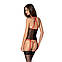 Корсет з пажами Passion SATARA CORSET XXL/XXXL red, стрінги, мереживо, застібки спереду та ззаду, фото 3