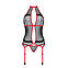 Корсет з пажами Passion SATARA CORSET XXL/XXXL red, стрінги, мереживо, застібки спереду та ззаду, фото 4