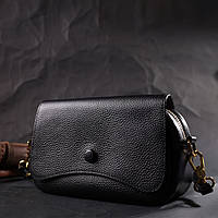 Вечірня жіноча сумка з фігурним клапаном із натуральної шкіри Vintage 22429 Чорна GG