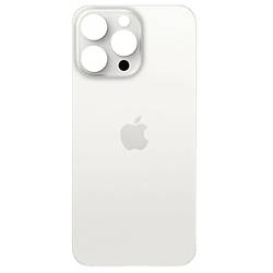 Задня кришка (скло) iPhone 15 Pro Max white titanium (big hole) (оригінал завод)