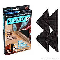 Набір тримачів для килимів 4 шт Ruggies Amazing Reusable Rug Grippers кутові Липучки-фіксатори для килимів