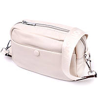 Маленькая сумка для женщин на молнии Vintage 22438 Белая. Натуральная кожа