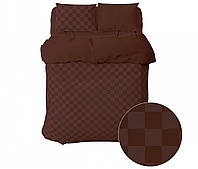 Постільна білизна Home Line. Сатин Шахмат коричневий 4х4-Євро