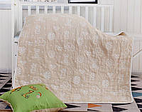 Детское тканое одеяло Homeline. ЗВІРЯТКА бежевое-110х110