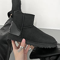 Женские ботинки UGG Ugg Classic Mini Black Metallic Premium теплые угги мех
