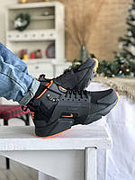 Мужские зимние кроссовки Nike Huarache Acronym black orange (термо) зимові кросівки на хутрі