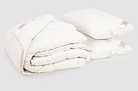Комплект одеяло и две подушки Iglen. Royal series пуховые (белый пух) демисезонные в батистовом