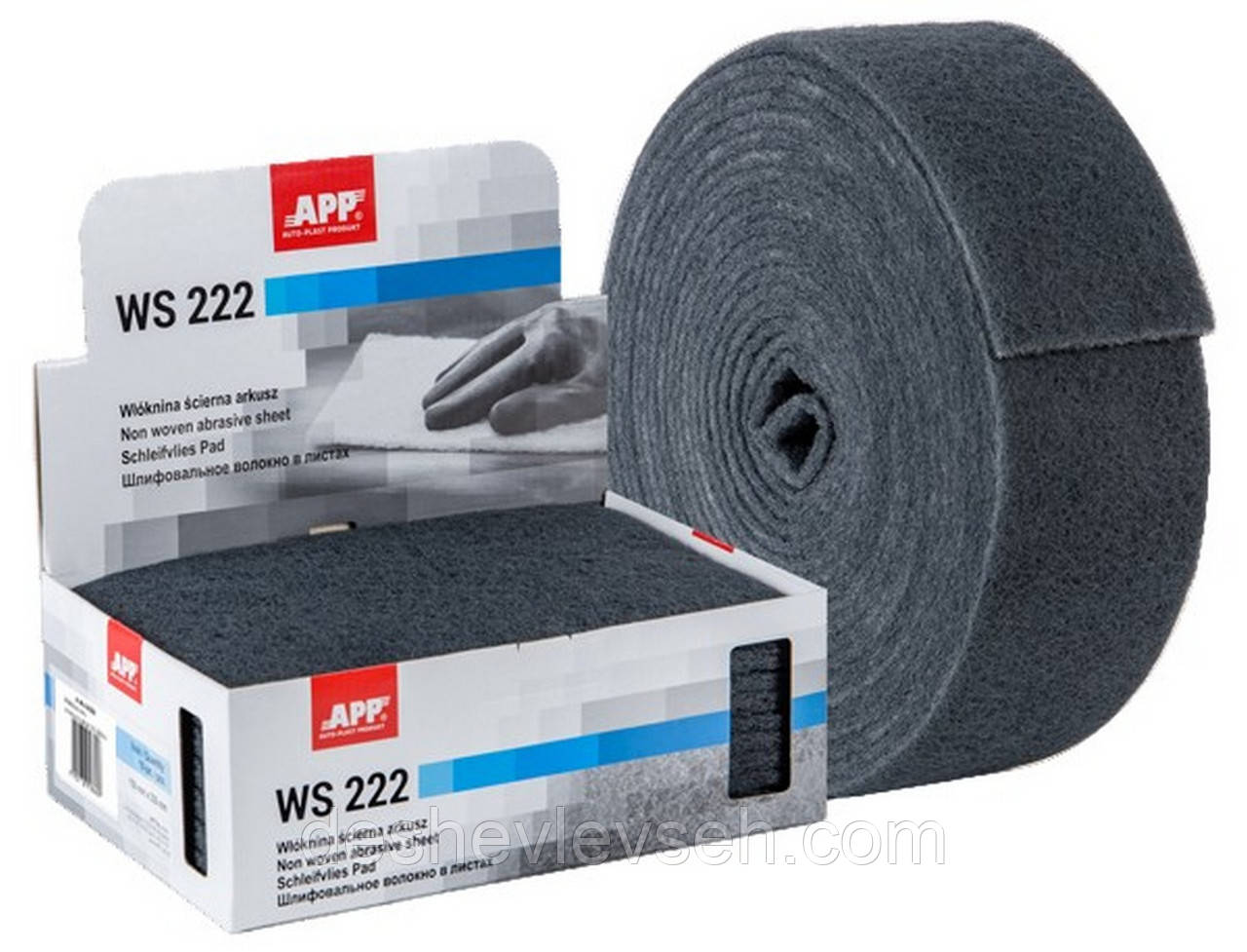 Скотч -брайт(волокно абразивное) APP WS 22 150 x 230 mm, серый (10 шт), середньоабразивний, 06Z220, (APP), фото 1