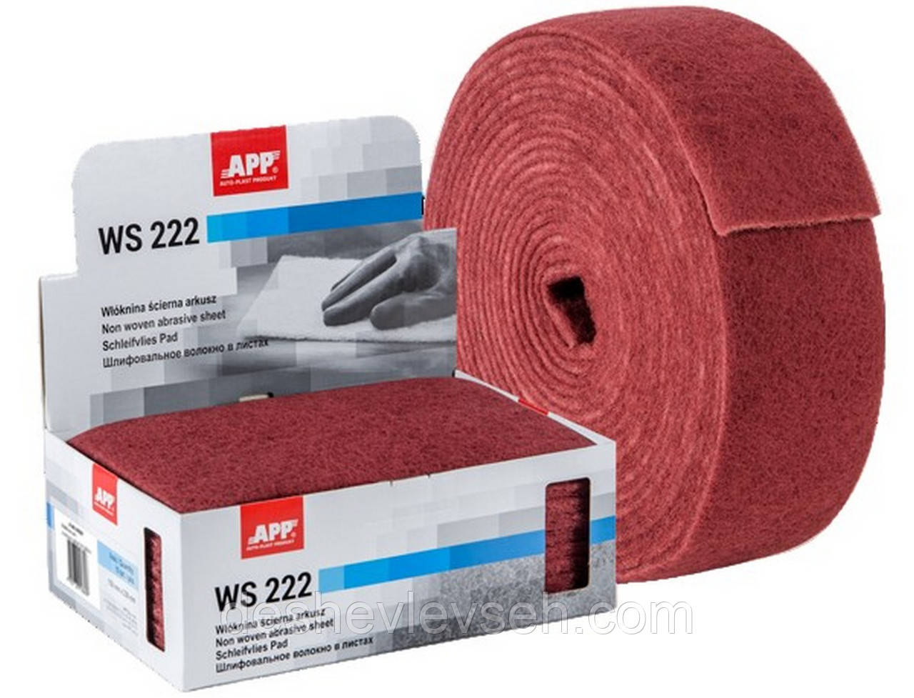 Скотч -брайт (волокно абразивное)APP WS 22  150 x 230 mm, червоний (10 шт), мілкоабразивний, 06Z210, (APP), фото 1