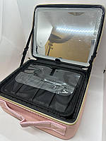 Органайзер для косметики с зеркалом Boxup LED подсветка, косметичка чемоданчик сумка для хранения косметики