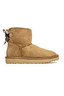 Женские ботинки UGG MINI BAILEY BOW II GINDER теплые угги мех