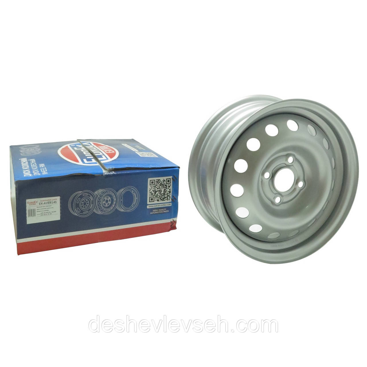 Диск колісний AVEO (металік) R14x5.5J, 4x100, DIA 56.6, ET 45, EX-AVER14S, (EuroEX), фото 1