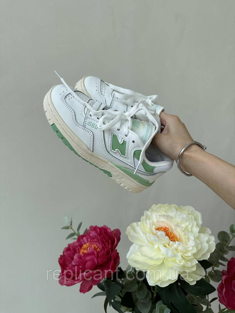 Женские кроссовки New Balance 550 WHITE / GREEN Нью беланс кросівки нью баланс