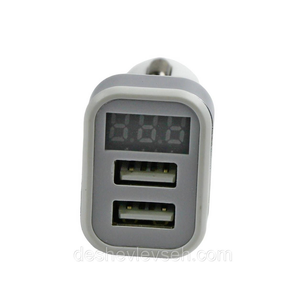 Заряджання для тіл. 2 USB (12/24V — 5V 2,4A) LED Display біле (ДоріжняКарта)