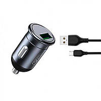 Зарядка для тел. 1USB XO CC46 QC3.0 18W car charger with Micro cable Gray/Black (XO)