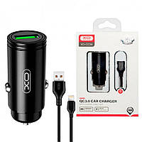 Зарядка для тел. 1USB XO CC39 QC3.0 18W Car charger with Lightning suit Black (XO)