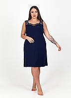 Сорочка N.EL темно-синій, арт.1603-92 (нічна рубашка, віскоза, мережива)