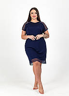 Сорочка N.EL темно-синій, арт.1604-92 (нічна рубашка, віскоза, мережива)