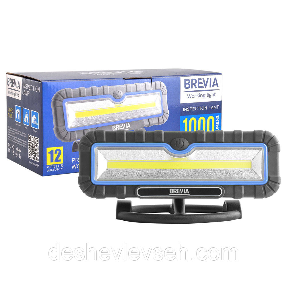 Фонарик инспект. LED 10W COB, 1000lm, 4000mAh, Power Bank, type-C, 11510, (Brevia)