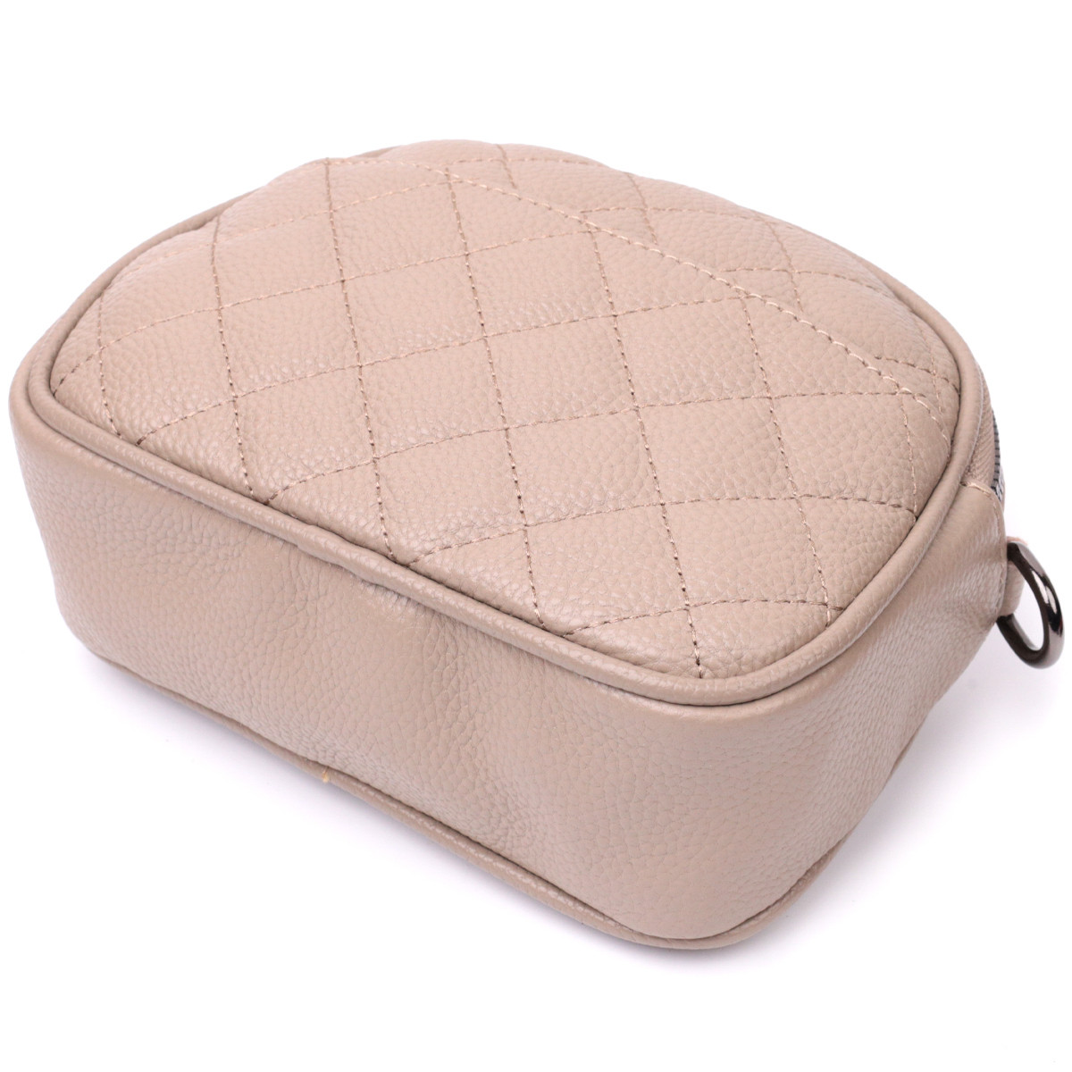 Удобная женская стеганая сумка из мягкой натуральной кожи Vintage22328 Бежевая сумка на каждый день для работы - фото 3 - id-p2078856220