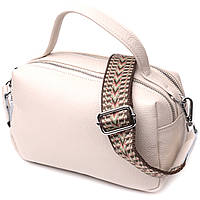 Женская прямоугольная сумка на два отделения из натуральной кожи Vintage 22344 Белая, сумка на каждый день